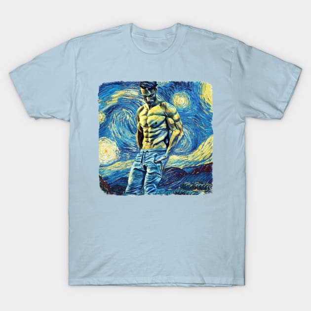 The Gym Man Van Gogh Style T-Shirt by todos